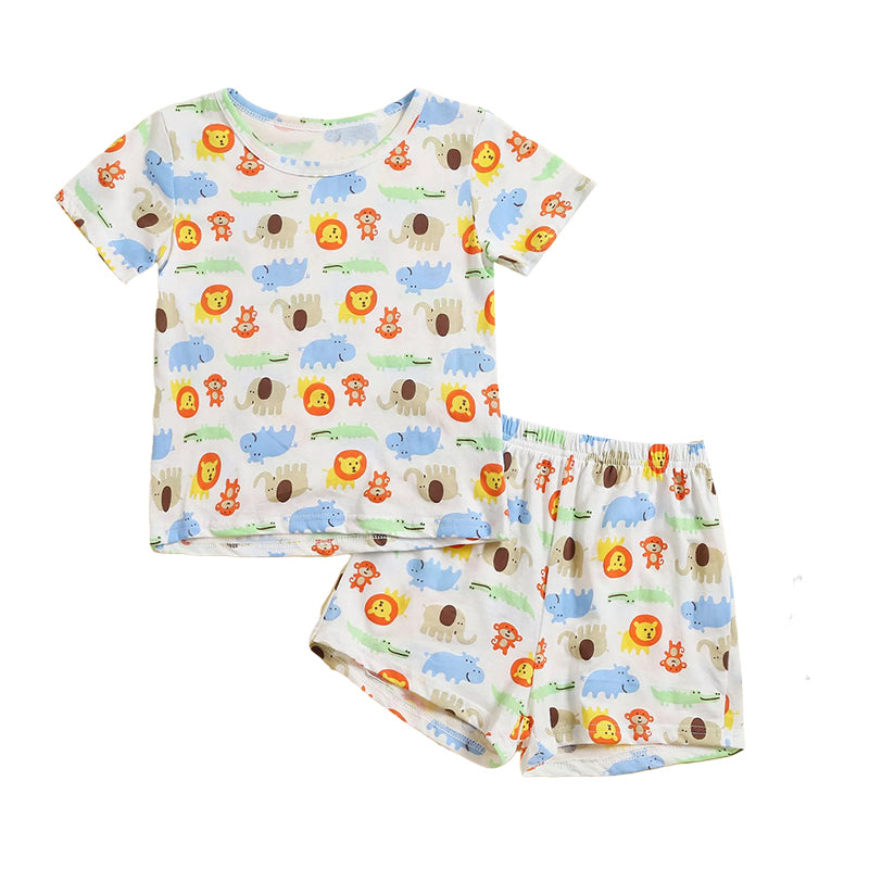 2 Pieces Toddler Animal Print Pajamas Set Top Matching Shorts  Wholesale 77424414