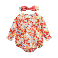 Load image into Gallery viewer, 2 Pieces Toddler Girl Floral Print Bodysuit With Headband Wholesale 02497263
