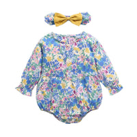 Load image into Gallery viewer, 2 Pieces Toddler Girl Floral Print Bodysuit With Headband Wholesale 02497263

