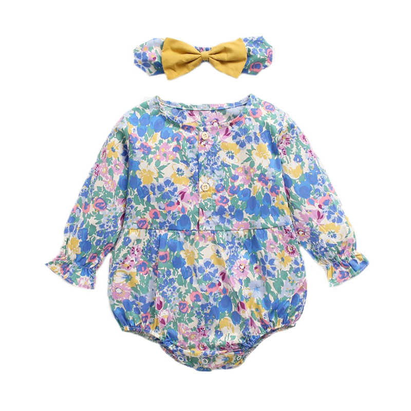 2 Pieces Toddler Girl Floral Print Bodysuit With Headband Wholesale 02497263