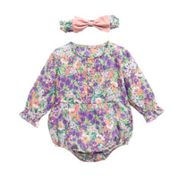 Load image into Gallery viewer, 2 Pieces Toddler Girl Floral Print Bodysuit With Headband Wholesale 02497263
