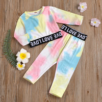 Load image into Gallery viewer, 2 Pieces Toddler Girl Love Tie-dye Print Set Top Match Pants Wholesale 70654637
