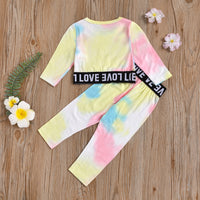 Load image into Gallery viewer, 2 Pieces Toddler Girl Love Tie-dye Print Set Top Match Pants Wholesale 70654637
