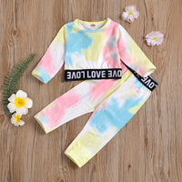 Load image into Gallery viewer, 2 Pieces Toddler Girl Love Tie-dye Print Set Top Match Pants Wholesale 70654637
