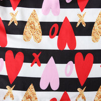 Load image into Gallery viewer, 2 Pieces Toddler Kid Girl Red Top And Love Heart Striped Suspender Skirt Set Wholesale 85072455

