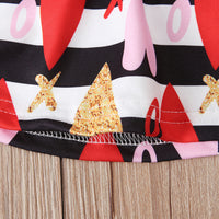 Load image into Gallery viewer, 2 Pieces Toddler Kid Girl Red Top And Love Heart Striped Suspender Skirt Set Wholesale 85072455
