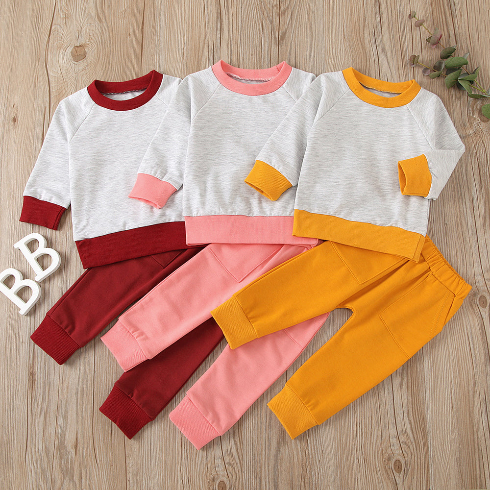 2 Pieces Toddler Sweatsuits Set Round Neck Sweatshirt And Pants Wholesale 17134625