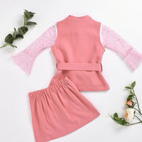 Load image into Gallery viewer, 3 Pieces Set Baby Kid Girls Color-blocking Tops Letters Embroidered Vests Waistcoats And Skirts Wholesale 81217500
