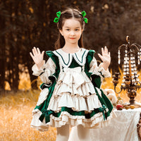 Load image into Gallery viewer, Baby Kid Girls Love heart Bow Lace Birthday Party Dresses Princess Dresses Wholesale 048510232
