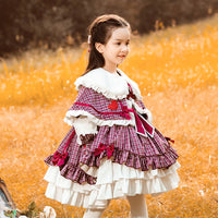 Load image into Gallery viewer, 2 Pieces Set Baby Kid Girls Dressy Birthday Party Checked Embroidered Dresses Princess Dresses Love heart And Bow Jackets Outwears Wholesale 253610228
