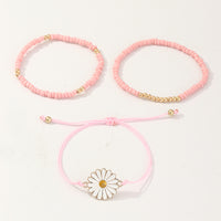 Load image into Gallery viewer, 3-Pack Girl Daisy Flower Woven Beaded Bracelets Wholesale 80653096
