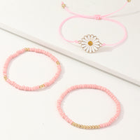 Load image into Gallery viewer, 3-Pack Girl Daisy Flower Woven Beaded Bracelets Wholesale 80653096
