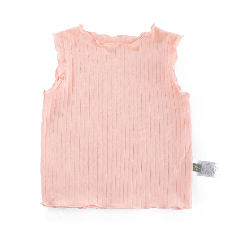 Baby Kid Girls Solid Color Muslin&Ribbed Tank Tops Wholesale 315211985
