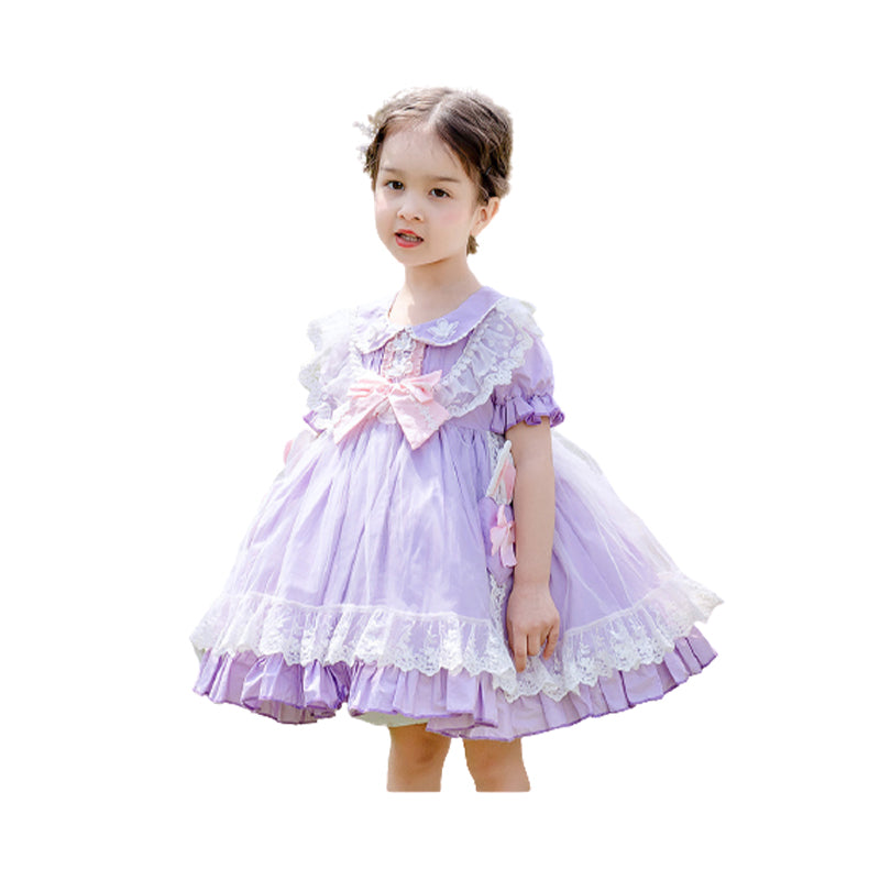Baby Kid Girls Bow Lace Embroidered Birthday Party Dresses Princess Dresses Wholesale 319110264