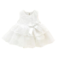 Load image into Gallery viewer, Baby Girls Solid Color Bow Embroidered Dresses Wholesale 319910845
