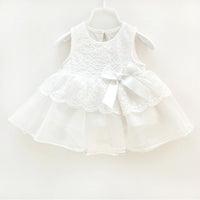 Load image into Gallery viewer, Baby Girls Solid Color Bow Embroidered Dresses Wholesale 319910845
