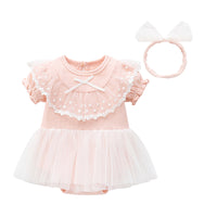 Load image into Gallery viewer, Baby Girls Bow Lace Embroidered Princess Dresses Headwear Wholesale 343010852
