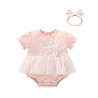 Load image into Gallery viewer, Baby Girls Solid Color Lace Rompers Wholesale 361610805
