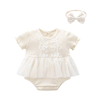 Load image into Gallery viewer, Baby Girls Solid Color Lace Rompers Wholesale 361610805
