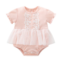 Load image into Gallery viewer, Baby Girls Solid Color Lace Rompers Wholesale 361610805
