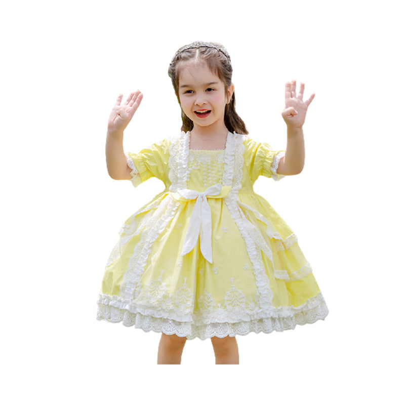 Baby Kid Girls Bow Lace Embroidered Birthday Party Dresses Princess Dresses Wholesale 370410259