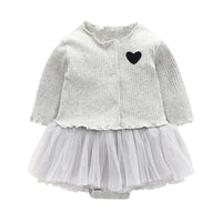 Load image into Gallery viewer, 2 Pieces Set Baby Girls Valentine&#39;s Day Love heart Muslin&amp;Ribbed Jackets Outwears and Solid Color Lace Dresses Wholesale 374910788
