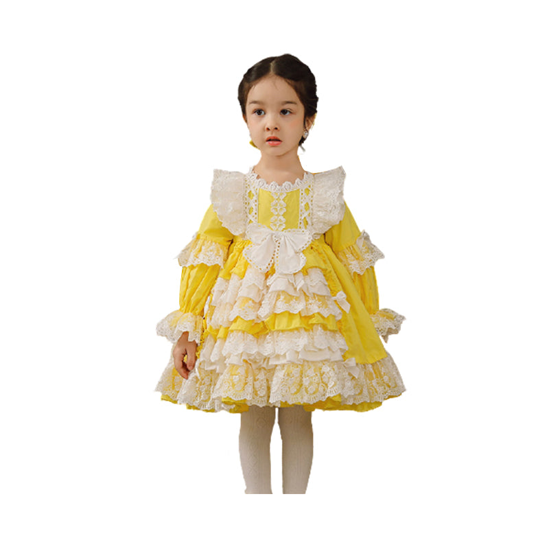 Baby Kid Girls Bow Lace Dressy Birthday Party Spanish Dresses Princess Dresses Wholesale 397210269
