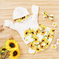 Load image into Gallery viewer, 3 Pieces Set Baby Girls Flower Print Hoodies Pants And Bow Headwear Wholesale 19246167
