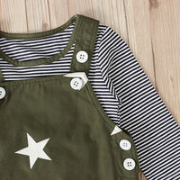 Load image into Gallery viewer, 3 Pieces Baby Boy Set Star Top &amp; Stripe Suspender Pants &amp; Hat Wholesale 49763353
