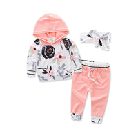 Load image into Gallery viewer, 3 Pieces Set Baby Girls Striped Print Hoodies Swearshirts Pants And Bow Headwear Wholesale 58047643
