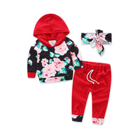 Load image into Gallery viewer, 3 Pieces Set Baby Girls Striped Print Hoodies Swearshirts Pants And Bow Headwear Wholesale 58047643
