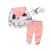 Load image into Gallery viewer, 3 Pieces Set Baby Girls Striped Print Hoodies Swearshirts Pants And Bow Headwear Wholesale 58047643
