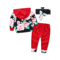 Load image into Gallery viewer, 3 Pieces Set Baby Girls Striped Print Hoodies Swearshirts Pants And Bow Headwear Wholesale 58047643
