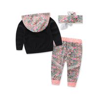 Load image into Gallery viewer, 3 Pieces Set Baby Girls Striped Print Hoodies Swearshirts Pants And Bow Headwear Wholesale 58047643
