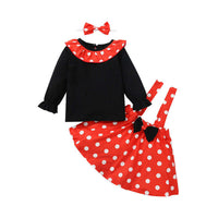 Load image into Gallery viewer, 3 Pieces Set Baby Girls Polka dots Tops Bow Skirts And Headwear Wholesale 03716847
