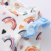 Load image into Gallery viewer, 3 Pieces Baby Girl Rainbow Set Flutter Sleeve Bodysuit &amp; Pants &amp; Headband Wholesale 24944794
