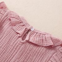 Load image into Gallery viewer, 3 Pieces Baby Girl Ruffle Collar Muslin Top Flower Pants And Headband Set Wholesale 22904800
