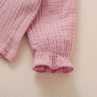 Load image into Gallery viewer, 3 Pieces Baby Girl Ruffle Collar Muslin Top Flower Pants And Headband Set Wholesale 22904800
