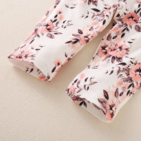 Load image into Gallery viewer, 3 Pieces Baby Girl Ruffle Collar Muslin Top Flower Pants And Headband Set Wholesale 22904800
