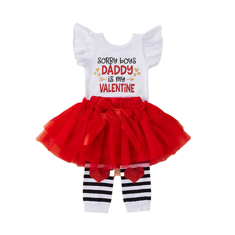 3 Pieces Baby Girl Sorry Boys Daddy Is My Valentine Set Wholesale 42073417