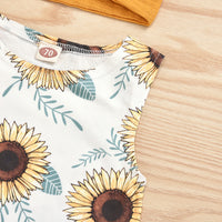 Load image into Gallery viewer, 3 Pieces Set Baby Girls Flower Print Vests Waistcoats Solid Color Shorts And Bow Headwear Wholesale 01027474
