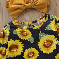 Load image into Gallery viewer, 3 Pieces Baby Girl Sunflower Top &amp; Ruffle Suspender Pants &amp; Headband Wholesale 52126428
