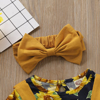 Load image into Gallery viewer, 3 Pieces Baby Girl Sunflower Top &amp; Ruffle Suspender Pants &amp; Headband Wholesale 52126428
