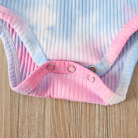 Load image into Gallery viewer, 3 Pieces Baby Girl Tie Dye Set Flared Sleeve Ribbed Bodysuit &amp; Trousers &amp; Headband Wholesale 49614999
