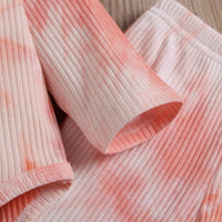 Load image into Gallery viewer, 3 Pieces Baby Girl Tie Dye Set Flutter Sleeve Bodysuit And Flared Pants Wholesale 91654628
