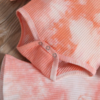 Load image into Gallery viewer, 3 Pieces Baby Girl Tie Dye Set Flutter Sleeve Bodysuit And Flared Pants Wholesale 91654628
