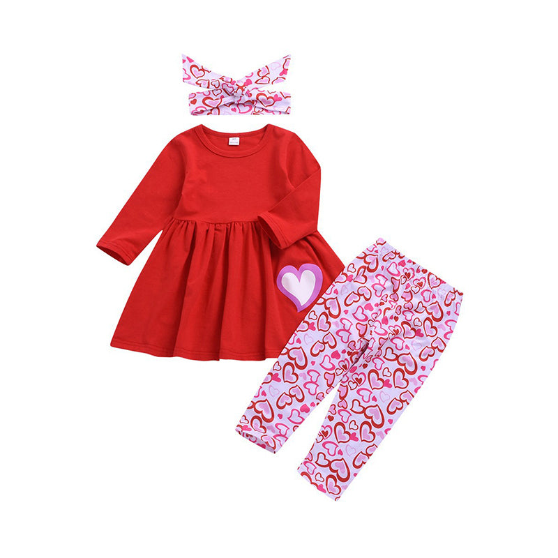 3 Pieces Baby Kid Girl Love Heart Set Top & Pants & Headband Wholesale 72844675