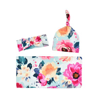 Load image into Gallery viewer, 3 Pieces Baby Print Swaddles Blanket &amp; Hat &amp; Headband Set Wholesale 79704666
