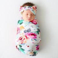 Load image into Gallery viewer, 3 Pieces Baby Print Swaddles Blanket &amp; Hat &amp; Headband Set Wholesale 79704666
