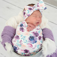 Load image into Gallery viewer, 3 Pieces Baby Print Swaddles Blanket &amp; Hat &amp; Headband Set Wholesale 79704666
